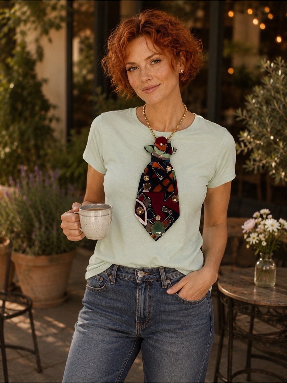 Funky Fun;: colorful, abstract tie necklace